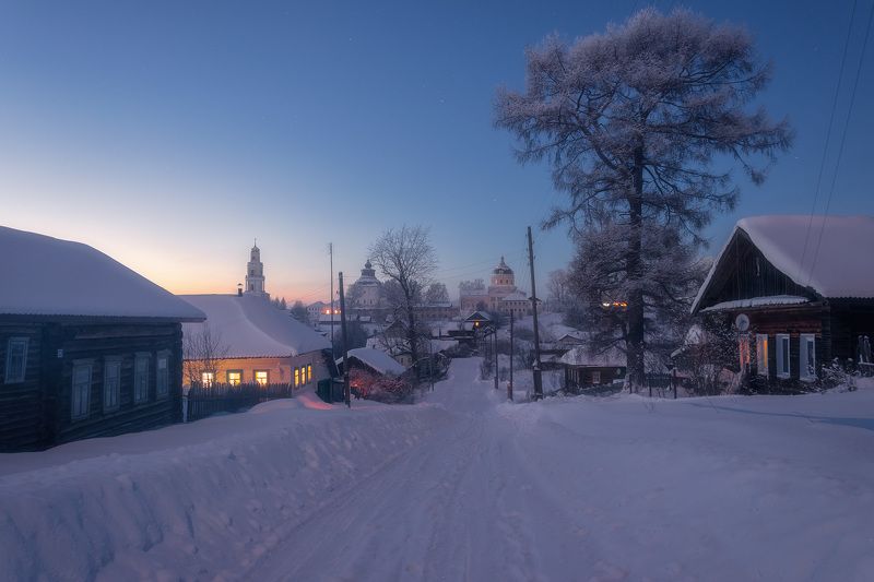 зима мороз село сумерки Тишина зимних сумерекphoto preview