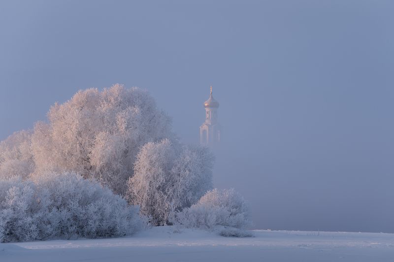 новгородская область, рассвет, январь, волхов, великий новгород Белое утроphoto preview