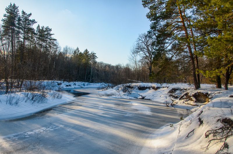 вечер пейзаж путешествия Зимний день на рекеphoto preview