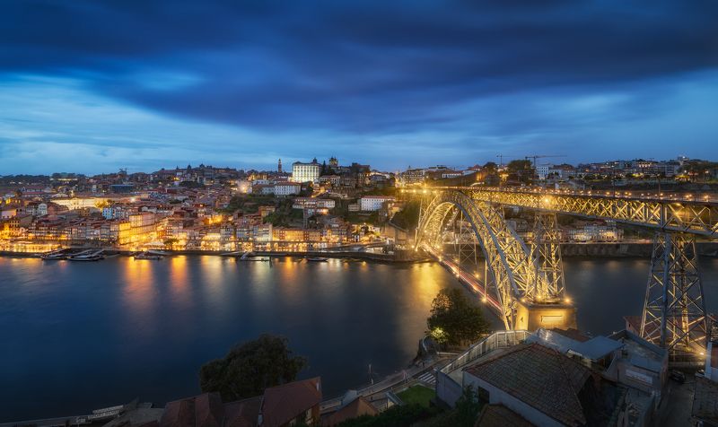 португалия, порту, мост, вечер, утро, город, путешествие, река, буря, porto, portugal, bridge, evening, morning, river, blue hour, storm Пасмурный Порту / Cloudy Porto фото превью