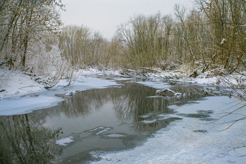 река, зима, снег, оттепель Январская оттепельphoto preview