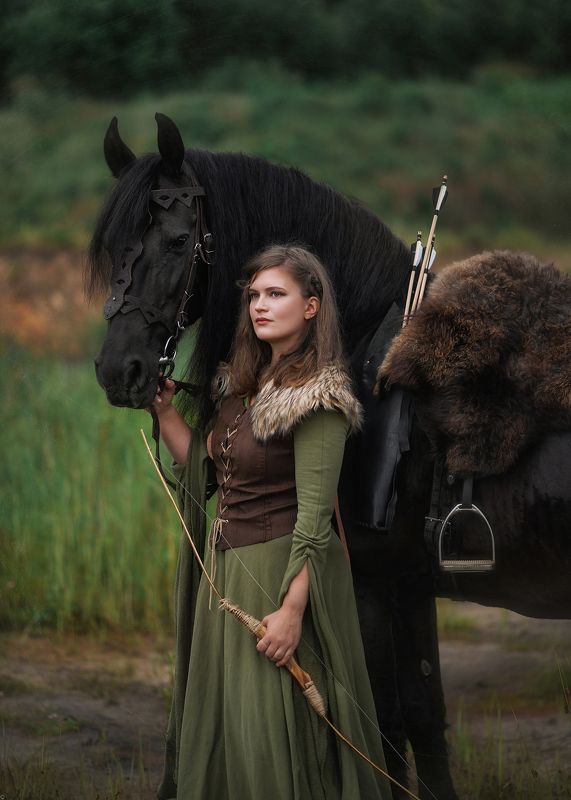 пейзаж, лошадь, лучница photo preview