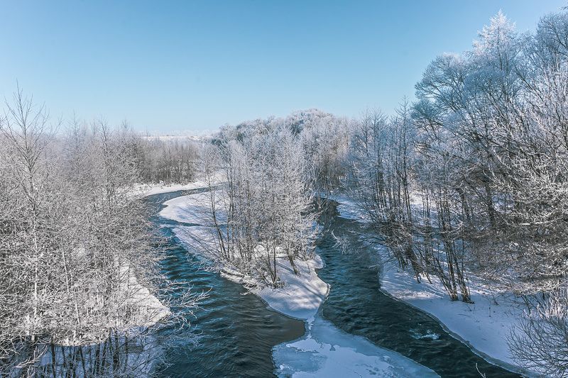 река кшень, зима, ливны, иней, Январь фото превью