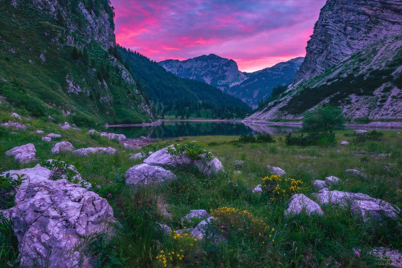 словения, крнское озеро, крн, krnsko jezero, julian alps, юлианские альпы, рассвет в горах, альпы. альпийское утро \