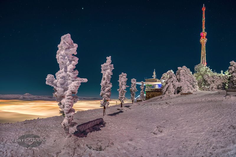 Россия, Кавказ, Ставрополье, КМВ, Пятигорск, Машук, ночь, горы, звезды, пейзаж Зимний Машукphoto preview