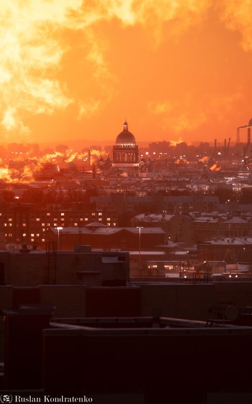 санкт-петербург, закат, исаакиевский собор, прострел, time blending, композитная фотография Исаакиевский соборphoto preview