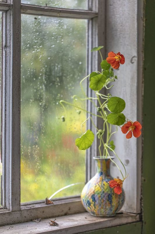 натюрморт, окно, настурция На старом окне...photo preview