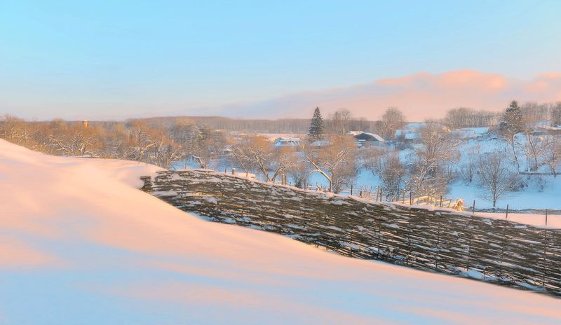 ясная поляна. зима,сугробы,деревня закат Январь.photo preview