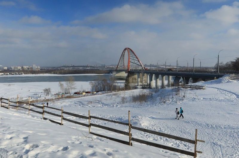 город,новосибирск,зима,мост бугринский Белый цвет февраляphoto preview