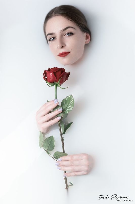 milk, woman, rose, georgia Two milk rosesphoto preview