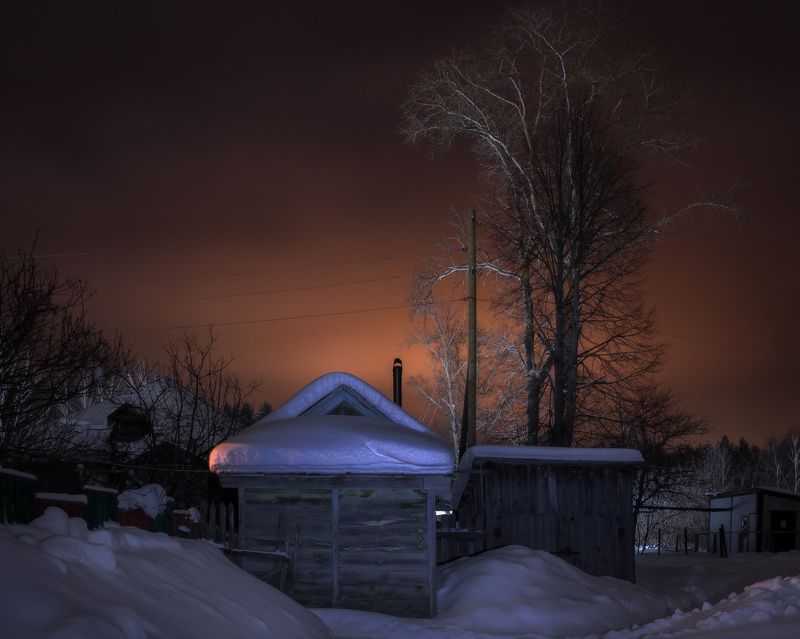 серково, февраль, вечер, деревня Вечер в деревнеphoto preview