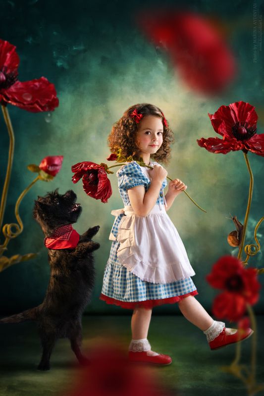 дети, девочка, сказка, арт, артфотография, цифроваяфотография, коллаж, цифровоеискусство, детскийпортрет, постановочнаяфотография, собака, животные Путешествие в страну Озphoto preview