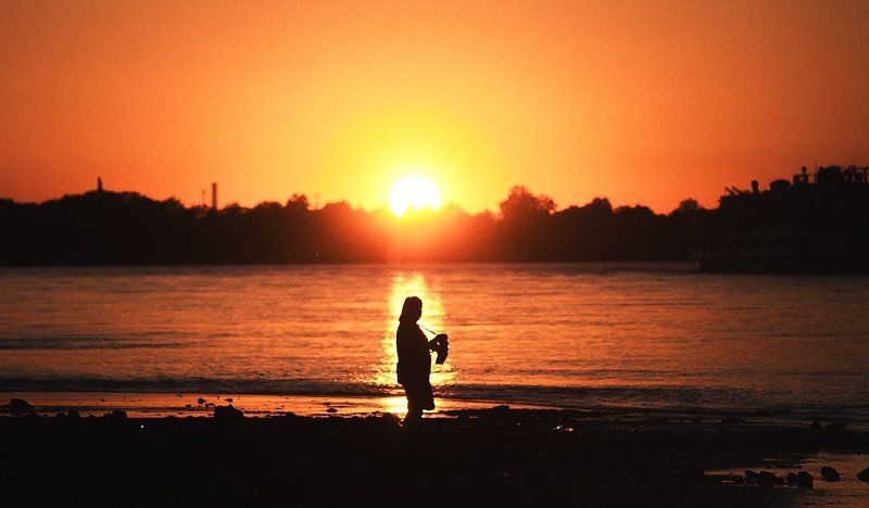 Закат, Нева, Санкт-петербург, Солнце, Человек ***photo preview