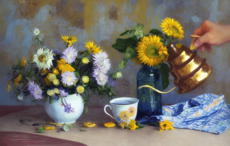 Чай и подсолнухиphoto preview