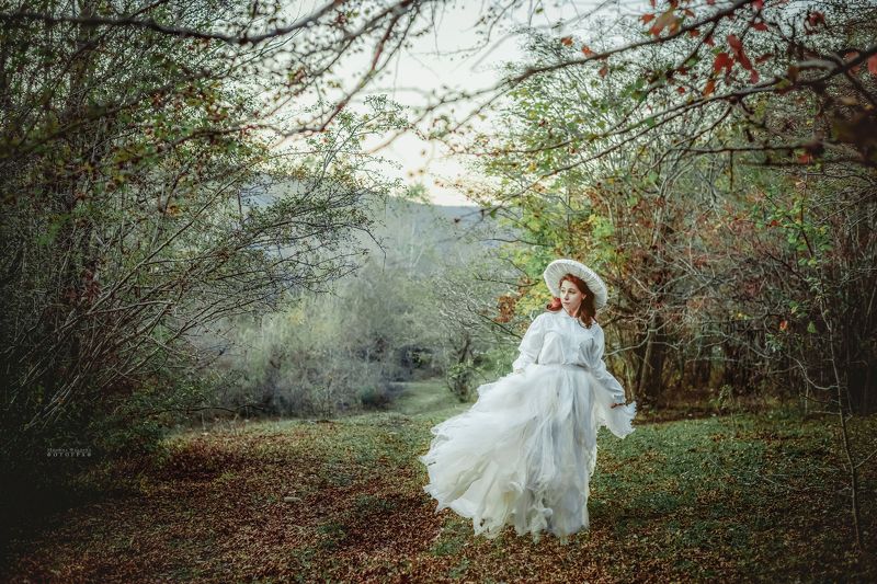 осень, природа, девушка, пейзаж, лес Осенняя акварельphoto preview