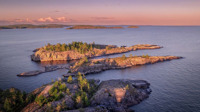 шхеры, ладога, вода, карелия, острова, камень, сортавала Закат в Ладожских шхерахphoto preview