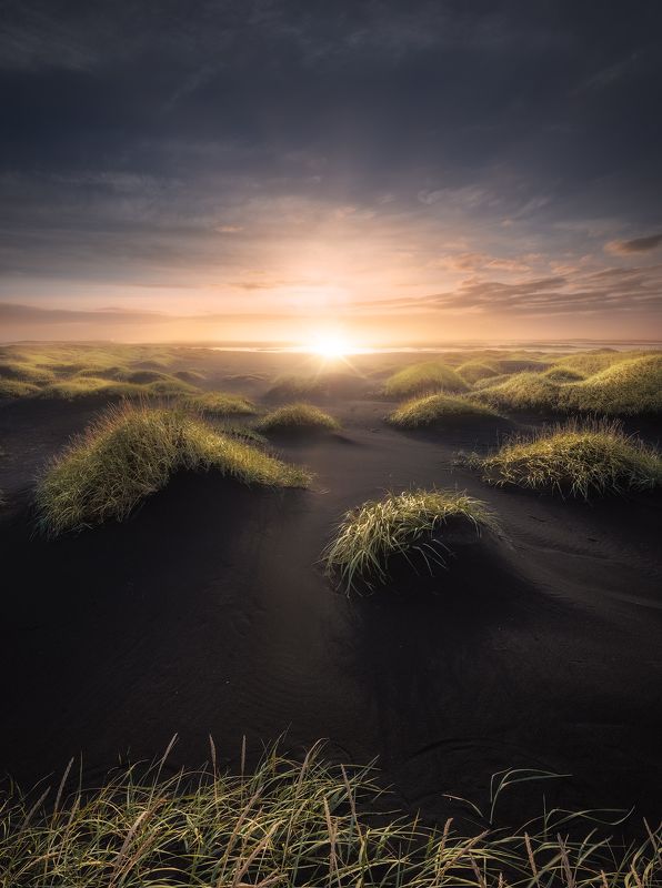 iceland, sunset, landscape, sky, sun, Sunset At The Dunesphoto preview