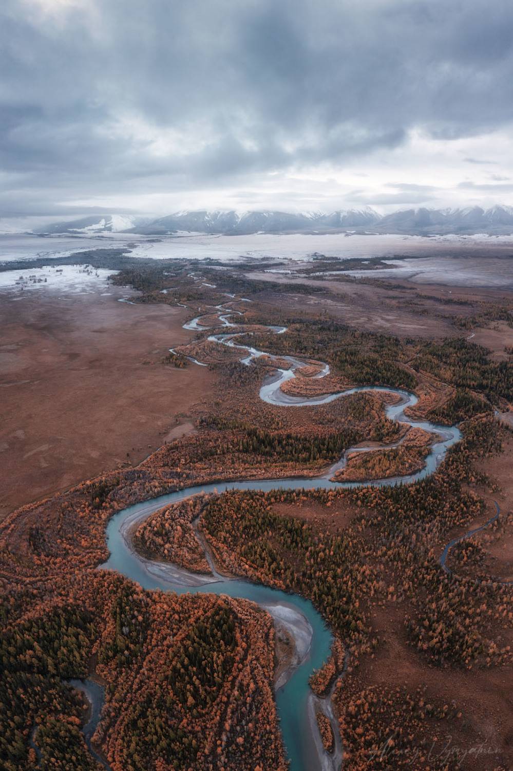 To the winter side. Автор: Алексей Вымятнин altay, autumn, lake, green, yellow, landscape, aerial, drone, water, Алексей Вымятнин