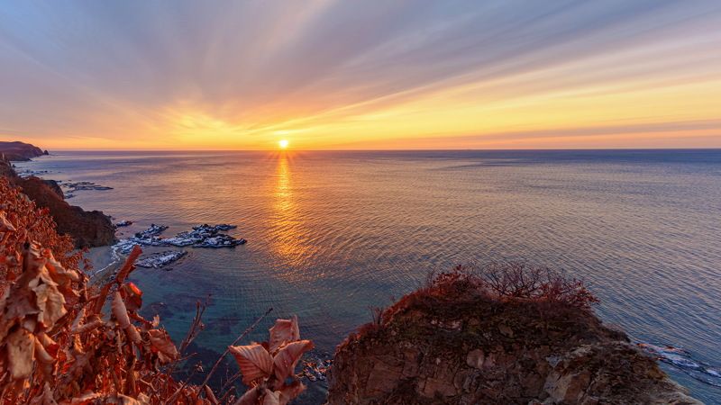 море, лед, зима, 2-e лангоу Зимний восходphoto preview