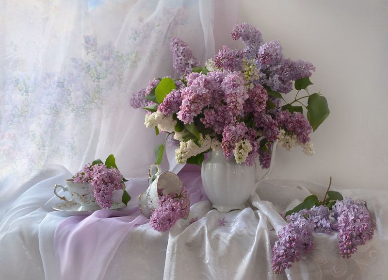 still life, натюрморт, цветы, фото натюрморт, весна, май, сирень, фарфор, настроение, Ароматы сиреневых кружев…photo preview