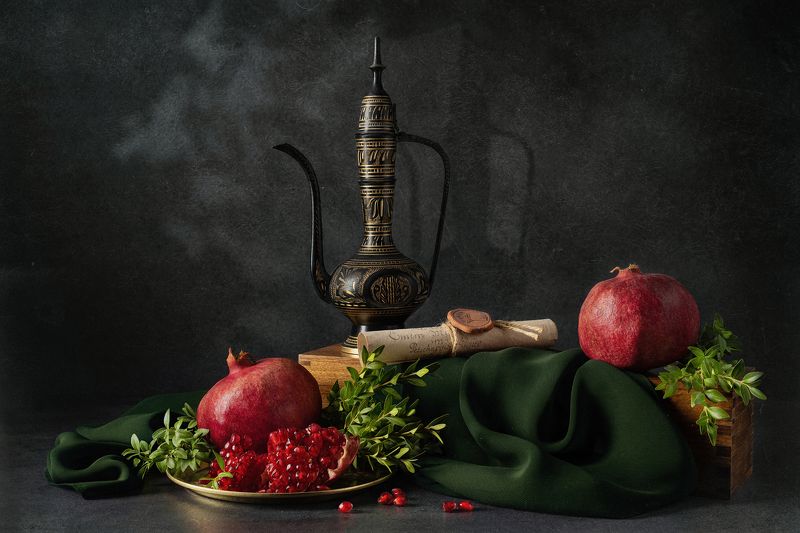 гранат, натюрморт, кувшин photo preview