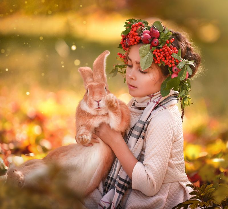 Съёмка с животными, кролик, дети Ты и яphoto preview