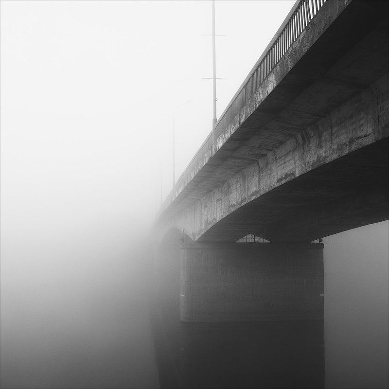 мост, туман, чб, линии, свет, река, россия, Псков, берег, город, пейзаж, mist, bw, river, bridge, cityscape ***photo preview