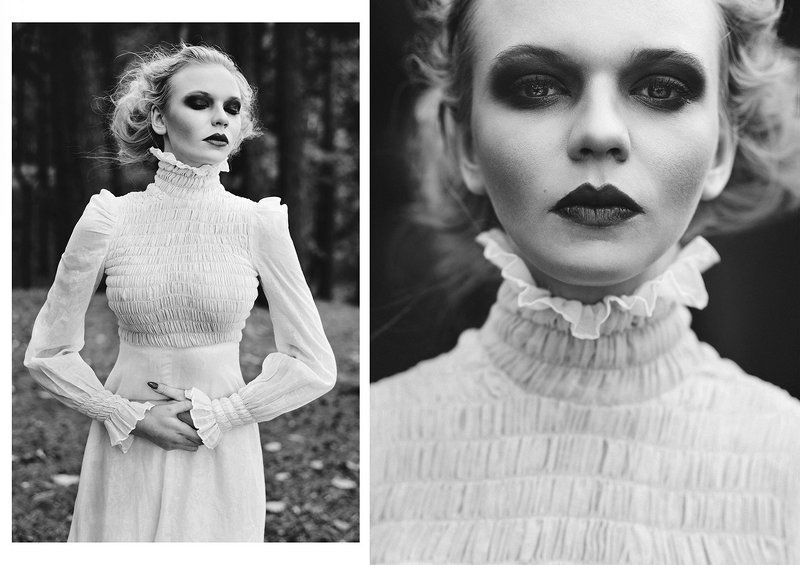 portrait, fashion, blackendwhite, autumn, girl, darkgirl, the dark side of autumnphoto preview