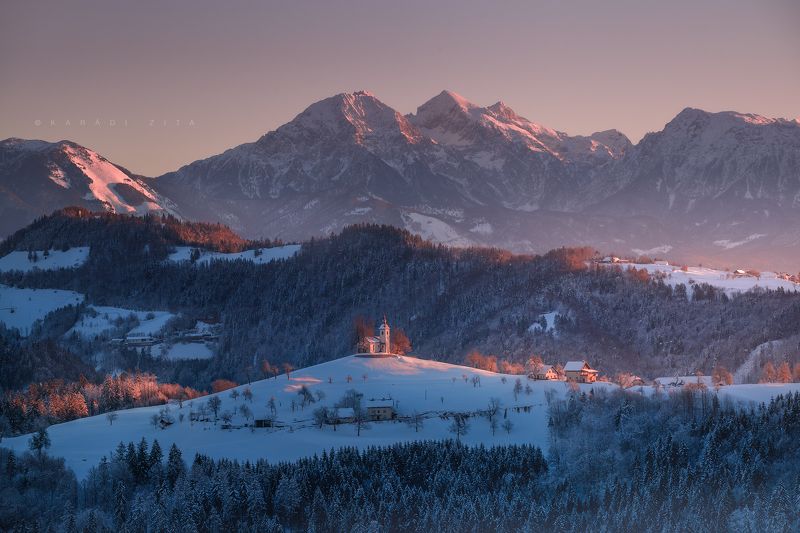 slovenia, sunrise, landscape, longexpo, nikon, autumn, winter, church,  mountain, clouds, snow Life Under the Snowphoto preview