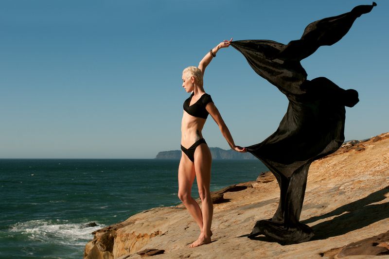 oregon, coast, wind, bikini, dramatic Britt фото превью