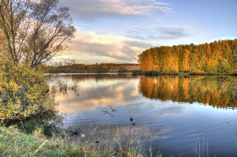 осень, золотая осень, озеро, hdr Осеннее озероphoto preview