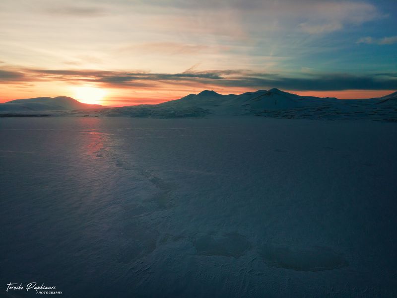 landscape, georgia, winter Frozen Paravani Lakephoto preview