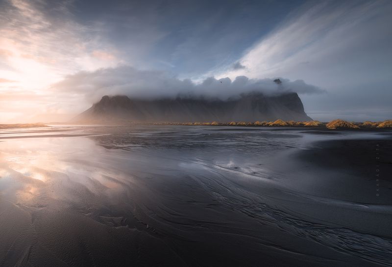 iceland landscape sunset stokksness mountains clouds Sunset at the sleeping Dragon_2photo preview