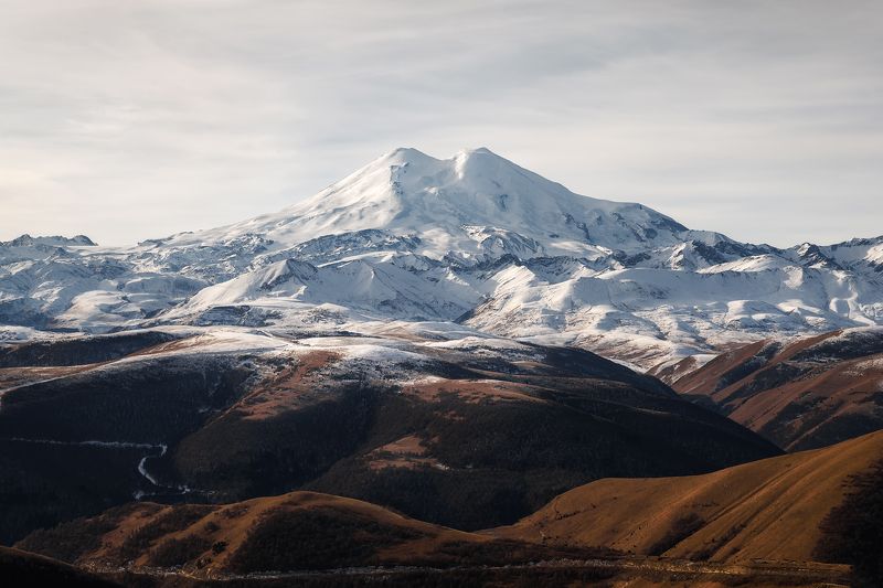 кавказ, горы, зима, эльбрус, гора, приэльбрусье, кабардино-балкария, горная дорога Припудренныйphoto preview