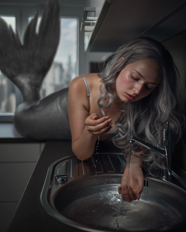 русалка, рыба, девушка, кухня, вода, сказка, магический реализм Ариельphoto preview