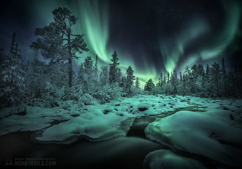 север, мурманск, териберка, хибины, рыбачий, кандалакша, северное сияние Рогатое сияние над Кольскимphoto preview