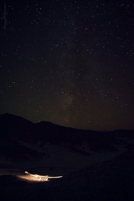 горный, Алтай, перевал, Чике-Таман, Чуйский тракт, Онгудайский, район, горы, небо, ночь, звёзды, Млечный путь Над Чике-Таманомphoto preview