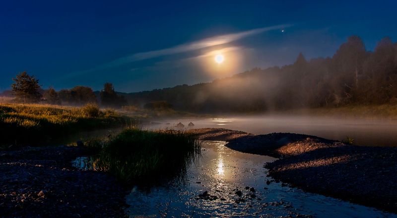 Full Moon Foggy Riverphoto preview