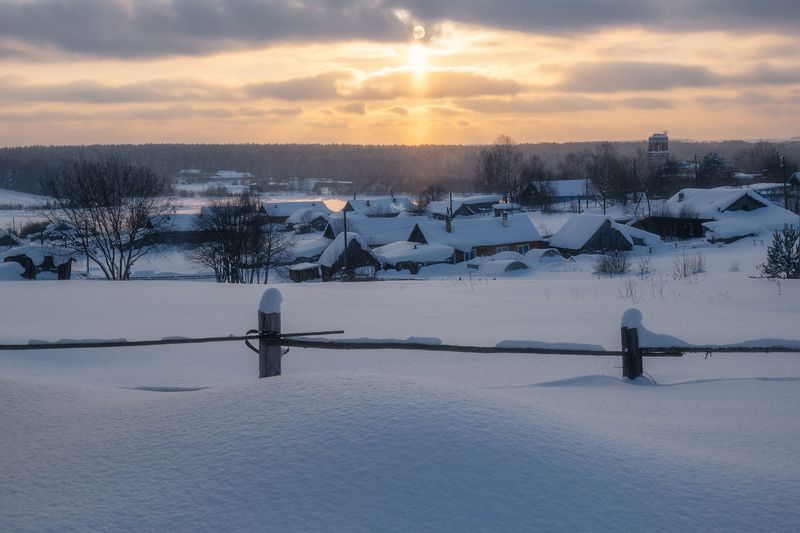 зима вечер село Вечер в глубинкеphoto preview
