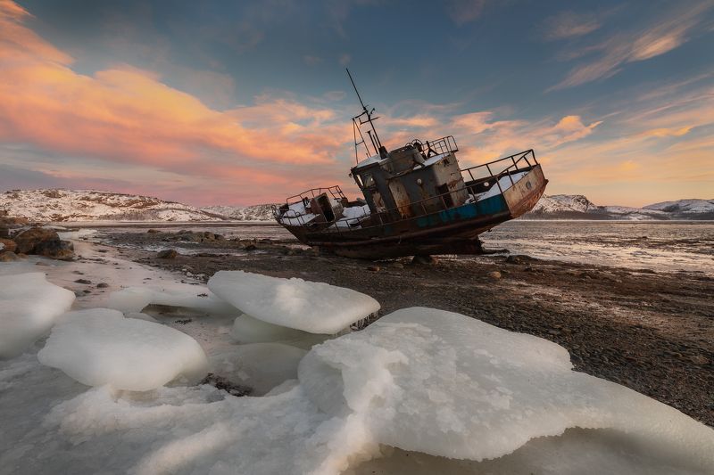закат, кольский, море, отлив Отлив в Ура-Губе фото превью