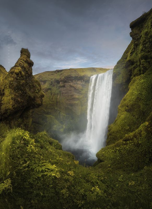 iceland, waterfall, longexpo, landscape Icelandic Waterfallphoto preview
