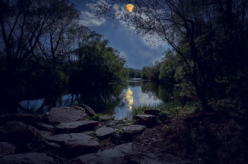 река любовша, май, лунная ночь, Лунная ночь фото превью