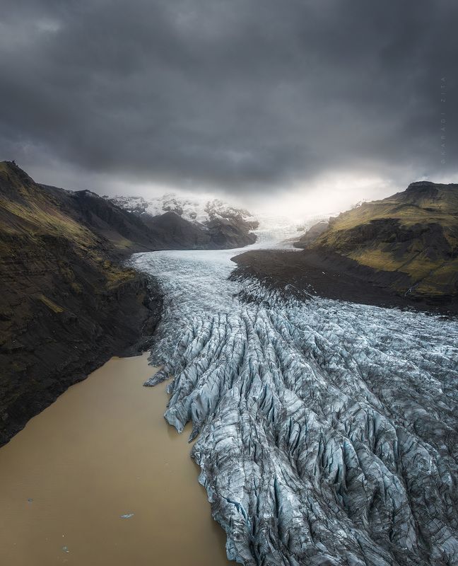 iceland, landscape, sky, sun, areal, drone, dji, river, mountains, dronephotography, glacier Over the Glacierphoto preview