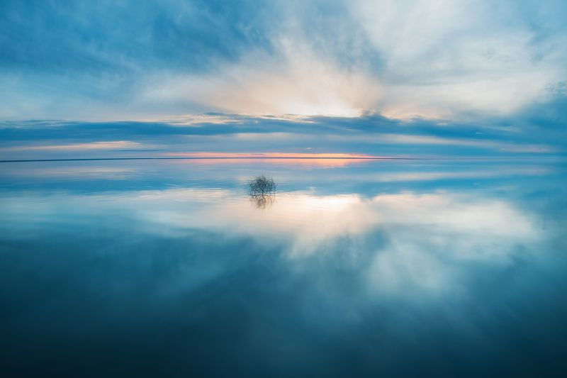 озеро, отражения, Эльтон, закат, вода, соленое озеро Небесное отражение Эльтонаphoto preview