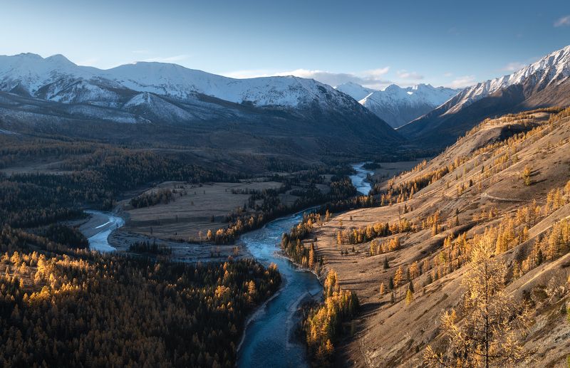 алтай, горный алтай, пейзажи алтая, кош-агачский район, горная река, золотая осень, горы, осенний алтай, горная тайга Меж двух рек и двух хребтовphoto preview