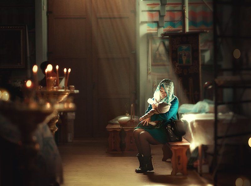 крещение, кристины, храм, церковь, мать, свет, луч, таинство ***photo preview