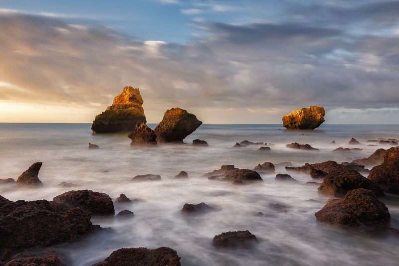 Берег, Океан, Пейзаж, Португалия, Природа, Рассвет Утро гигантов фото превью