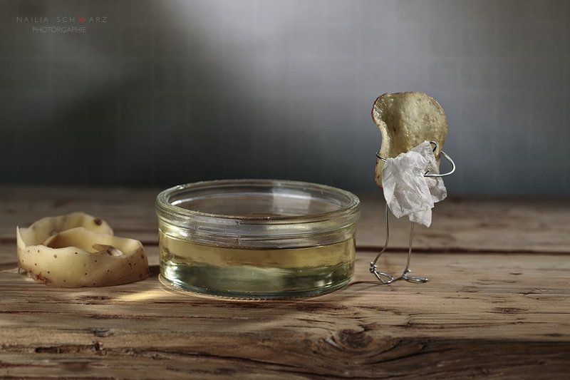 масло фритюр картофель чипс сценка  юмор жареный хрустящий ванная  с легким паромphoto preview