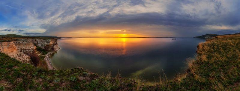 природа, пейзаж, река, волга, восход, берег, утро, рассвет, весна, панорама, Волга - матушкаphoto preview