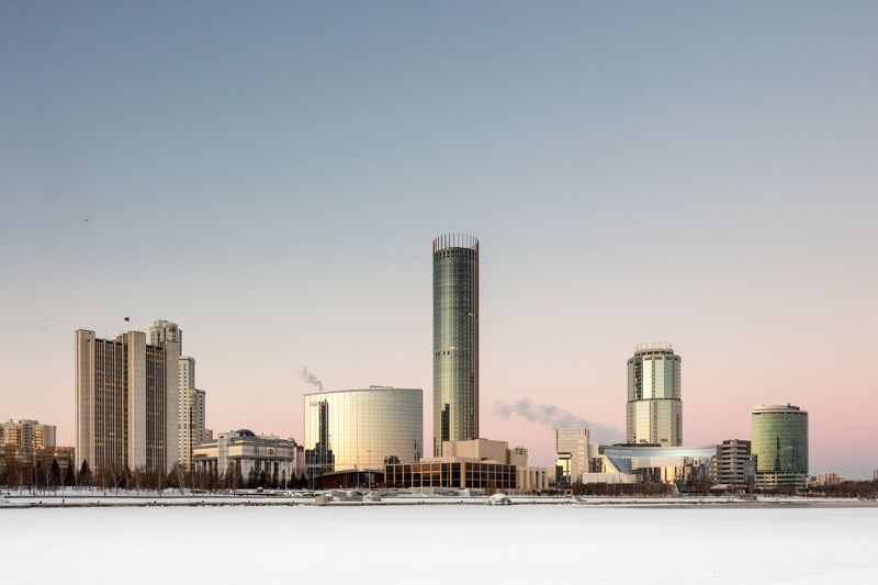 morning, ekb, Екатеринбург, Ural, Rus, Russia, Россия, snow, skiscraper,  frosty morningphoto preview